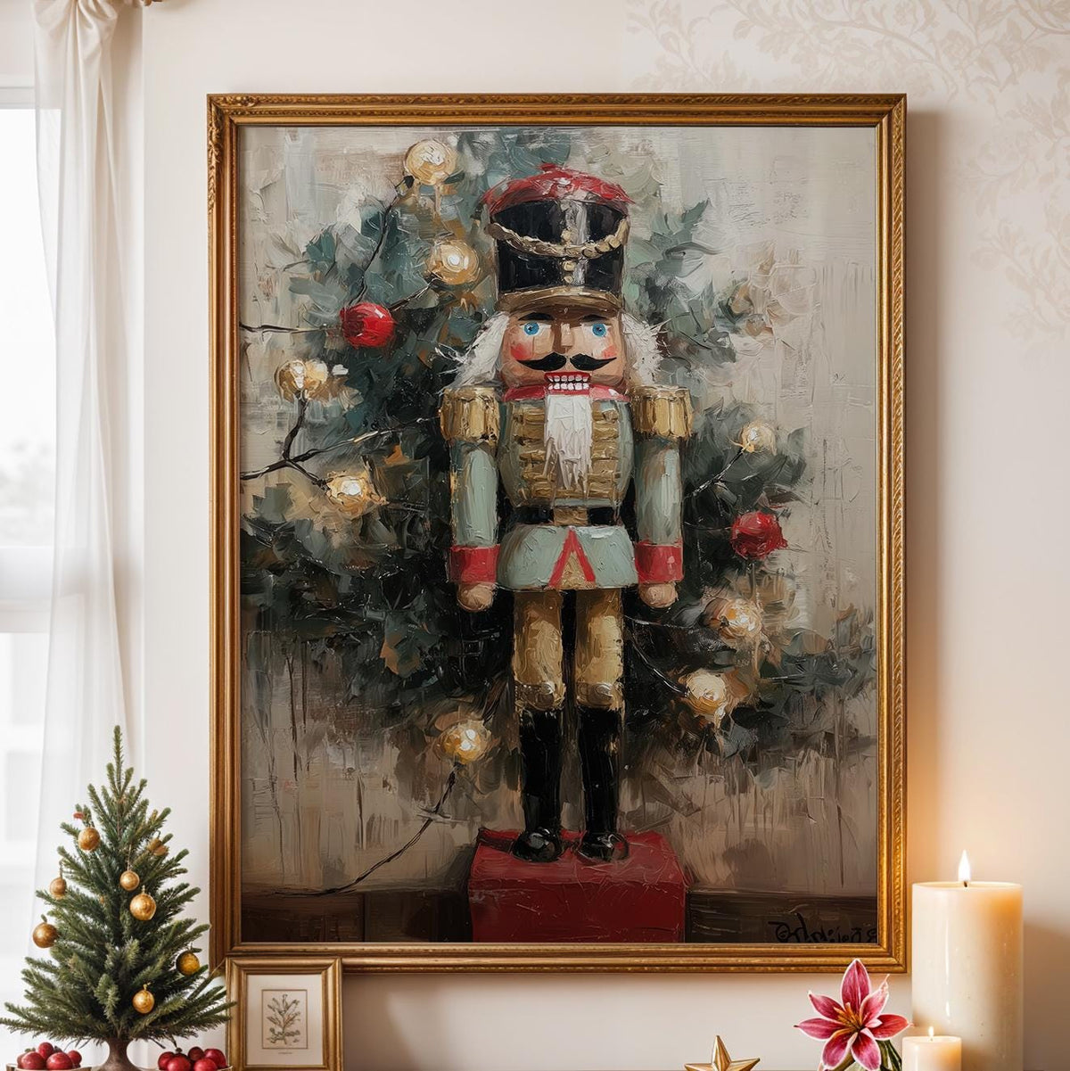 Christmas Nutcracker Wall Art, Vintage Holiday Print, Classic Festive Poster, Cozy Winter Home Decor