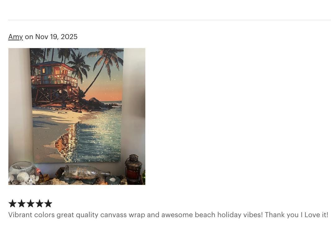 Tropical Christmas Art Print – Beach Night Canvas, Holiday Decor Poster, Festive Home Wall Art