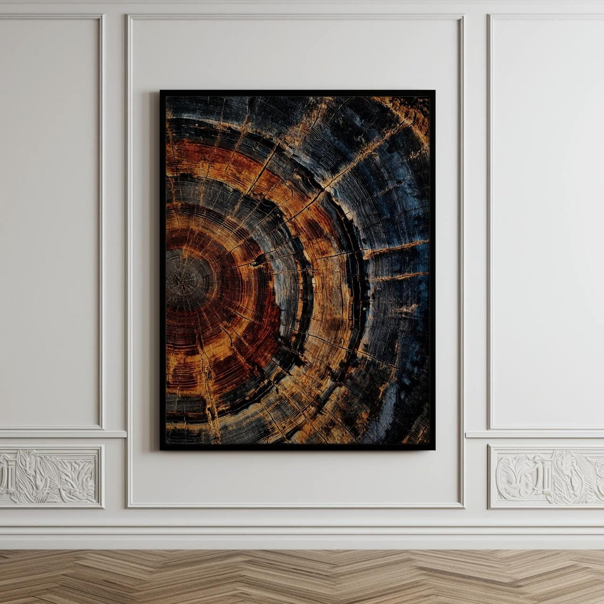 Tree Ring Framed Canvas Wall Art - Abstract Colorful Tree Ring Wall Decor - Minimalist Home Canvas Art - Modern Farmhous