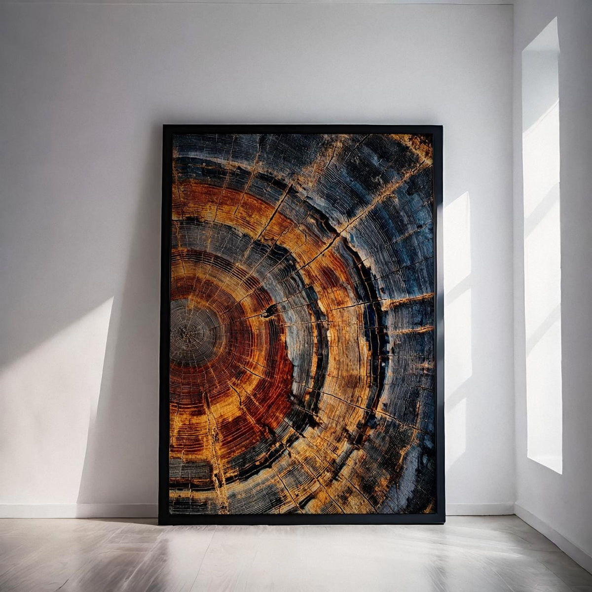 Tree Ring Framed Canvas Wall Art - Abstract Colorful Tree Ring Wall Decor - Minimalist Home Canvas Art - Modern Farmhous