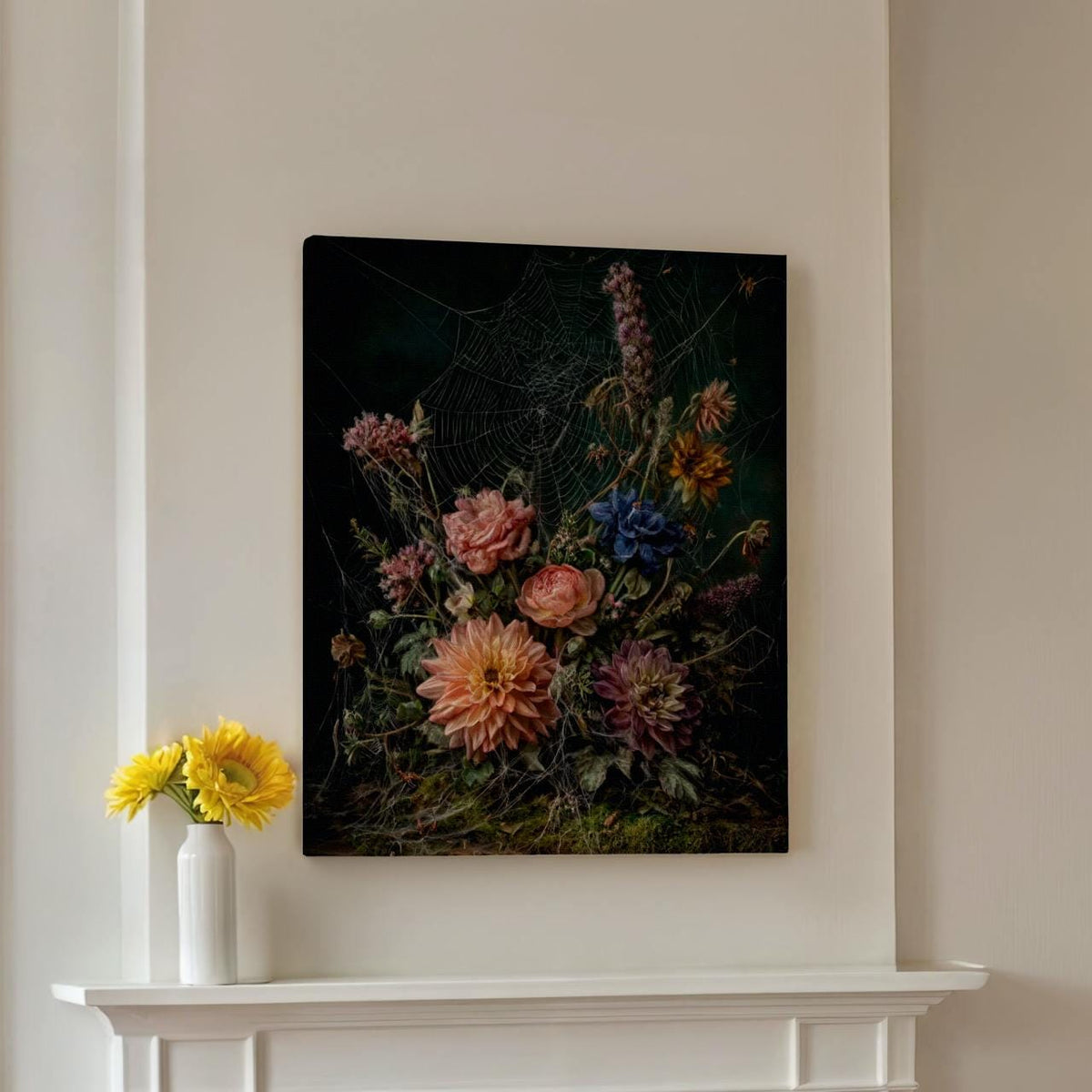 Dark Academia Floral and Spider Canvas & Poster