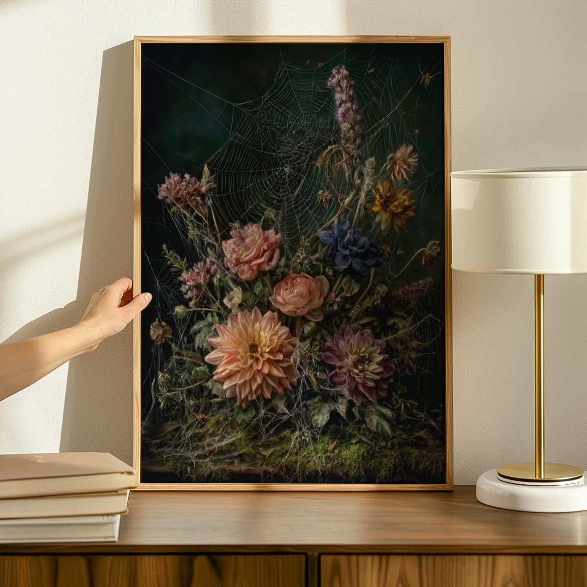 Dark Academia Floral and Spider Canvas & Poster