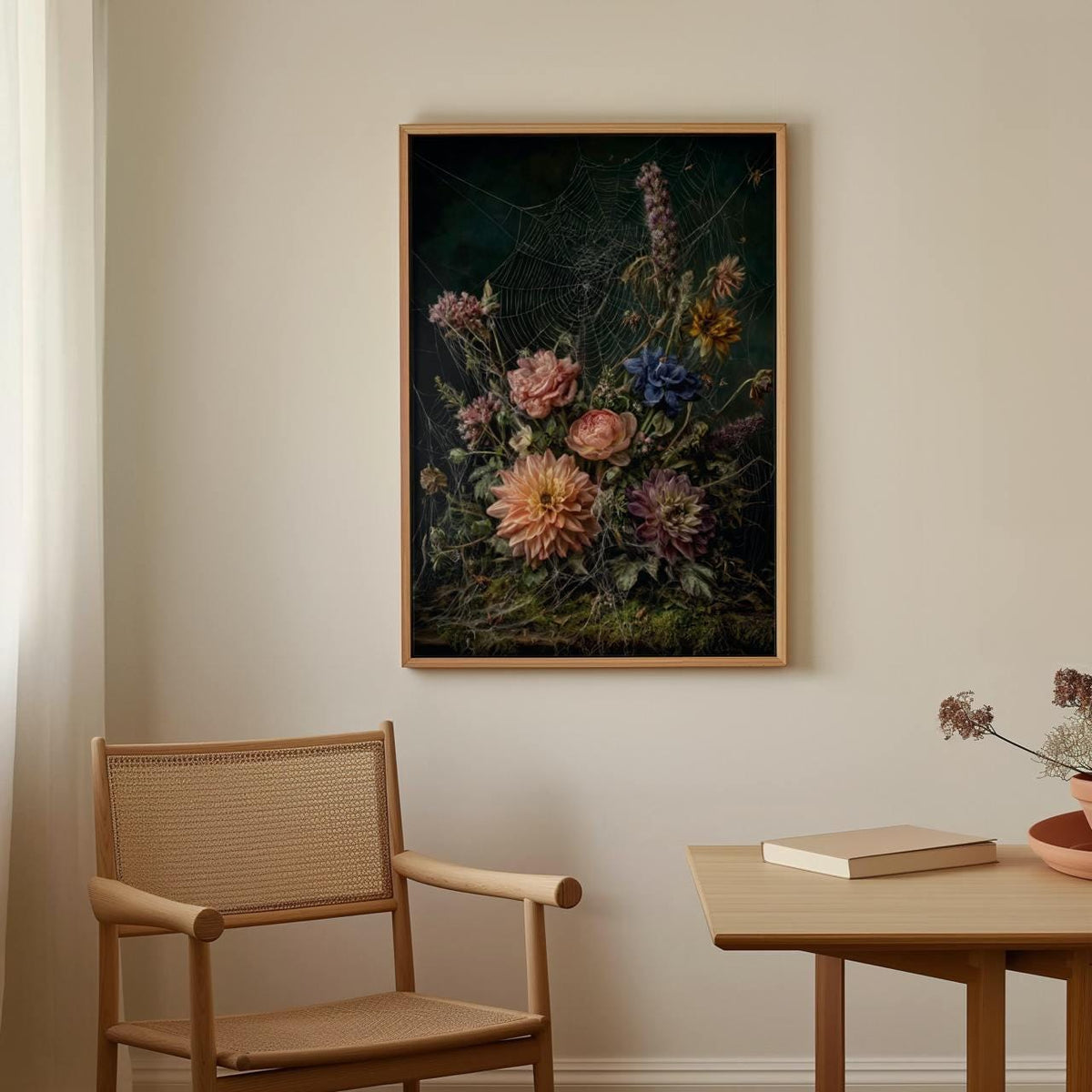 Dark Academia Floral and Spider Canvas & Poster