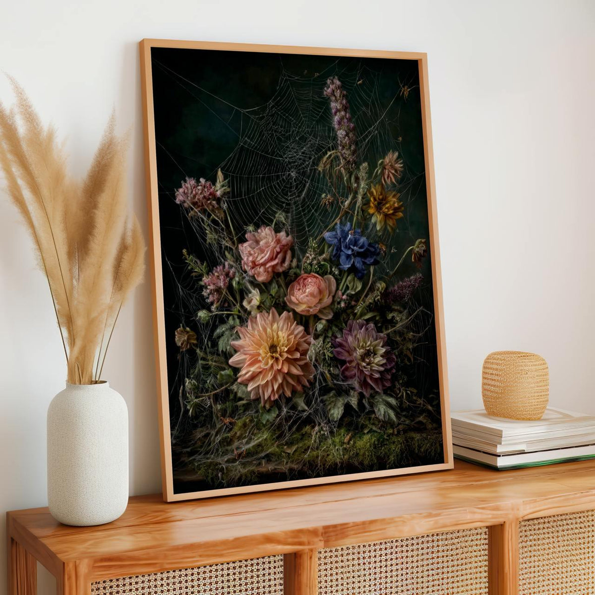 Dark Academia Floral and Spider Canvas & Poster