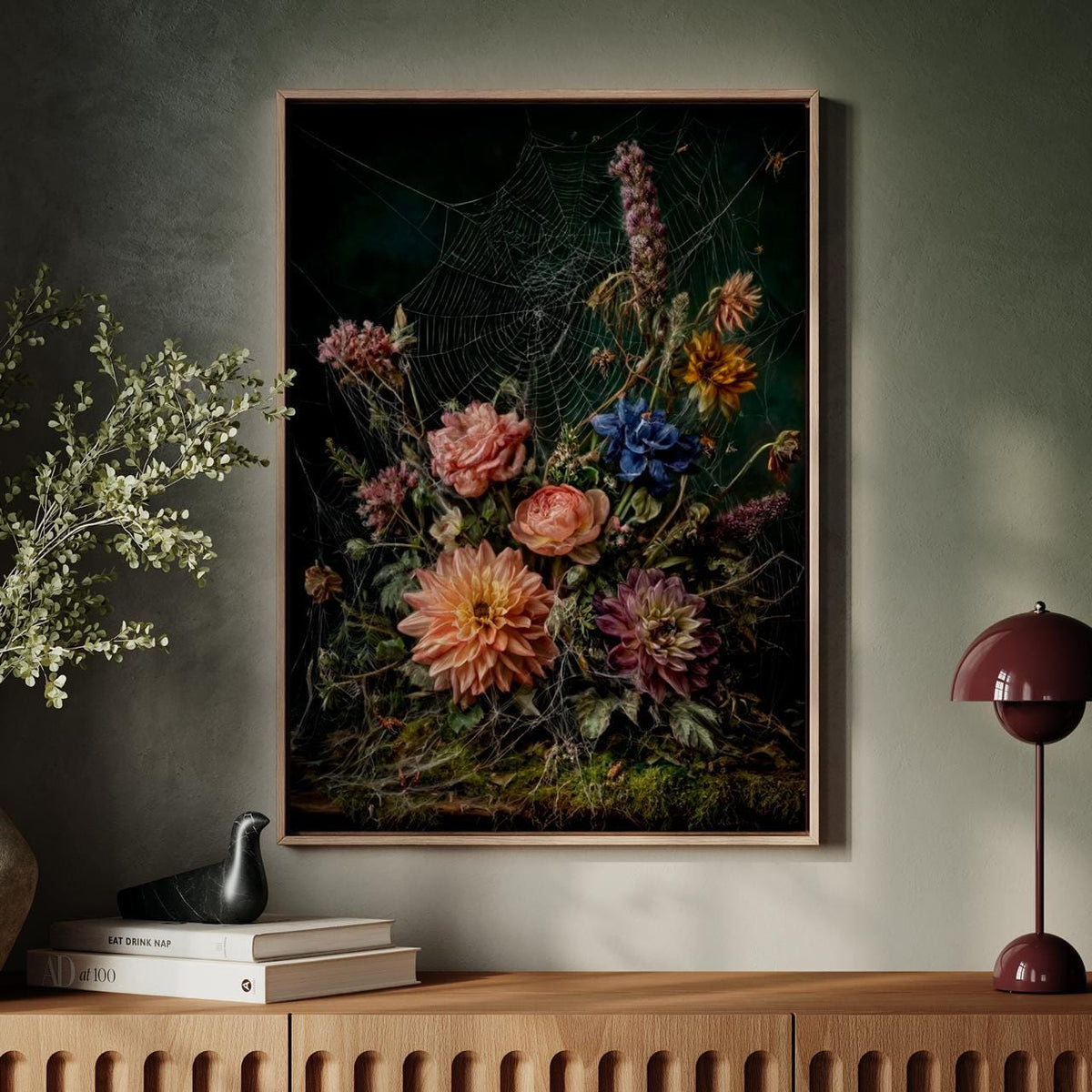 Dark Academia Floral and Spider Canvas & Poster