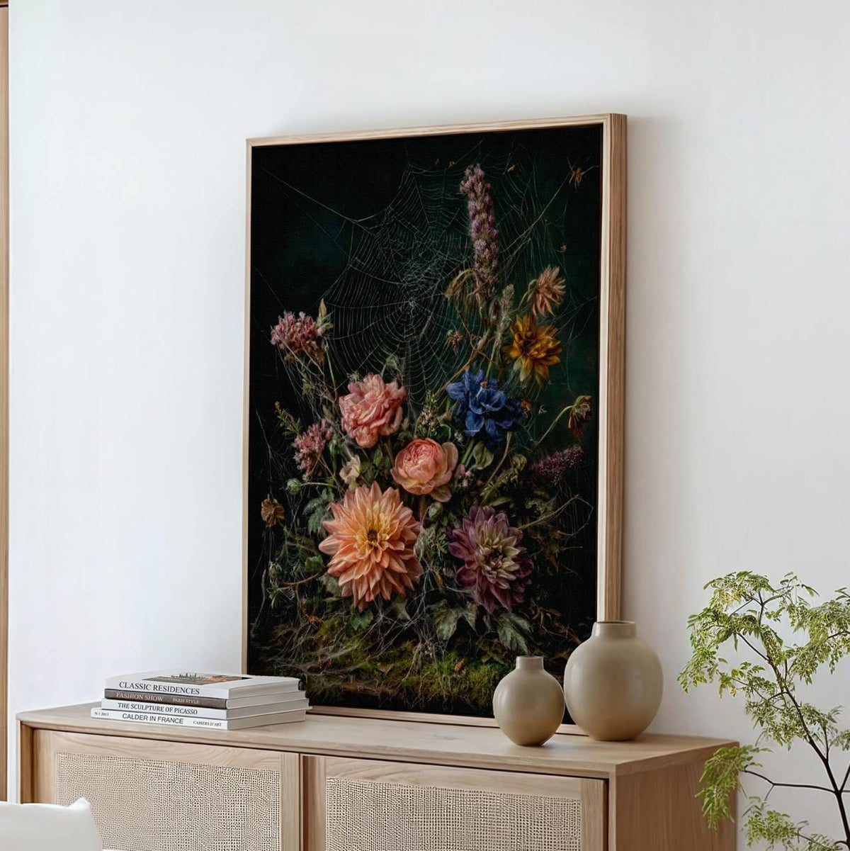 Dark Academia Floral and Spider Canvas & Poster