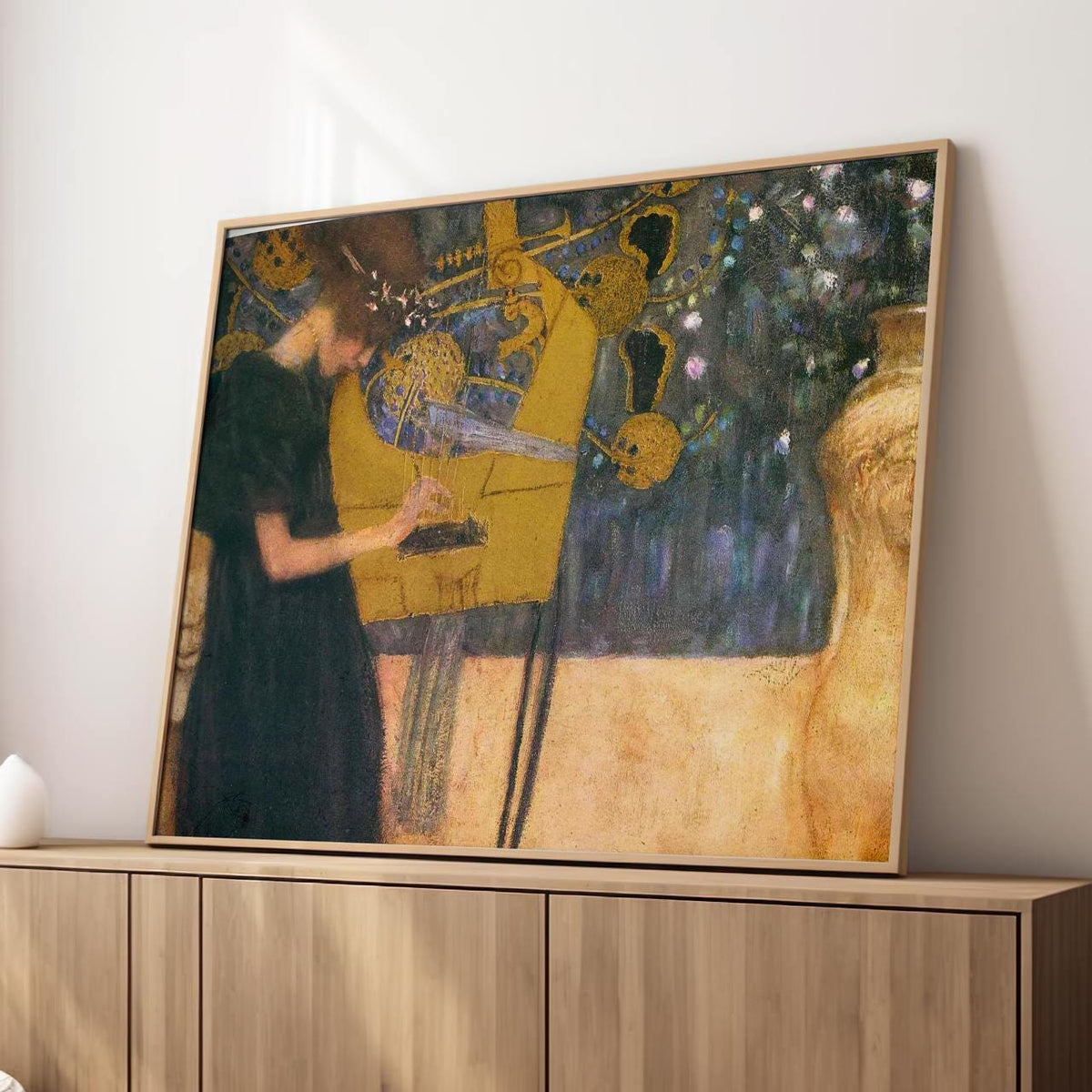 Gustav Klimt - The Music - Framed Canvas Print,  Abstract Art, Classic Wall Decor for Home