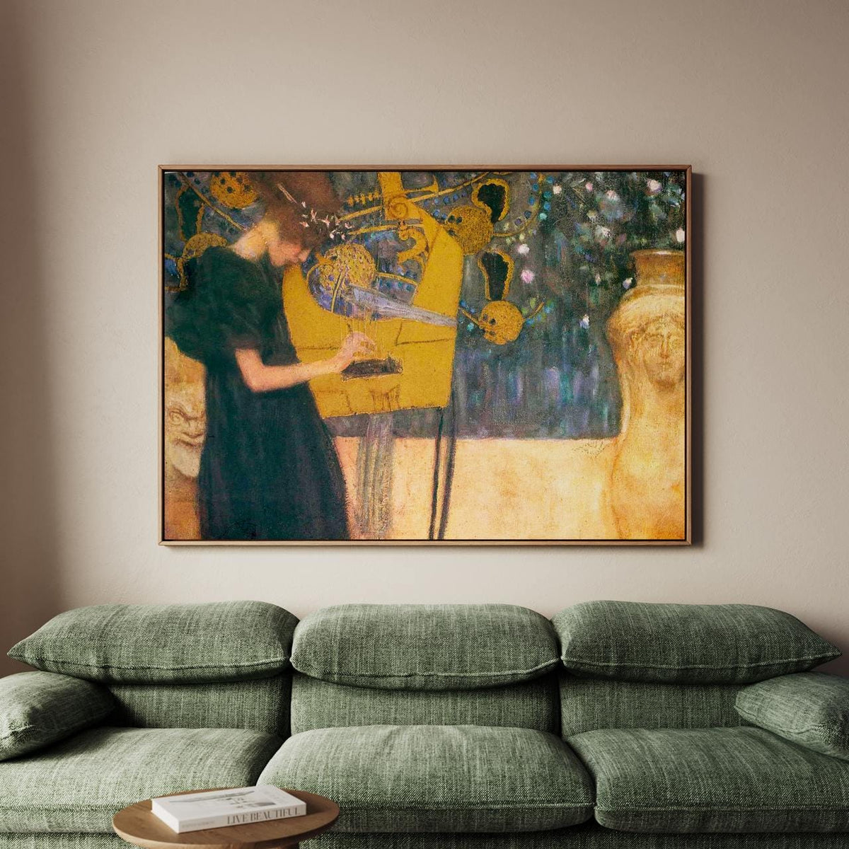 Gustav Klimt - The Music - Framed Canvas Print,  Abstract Art, Classic Wall Decor for Home