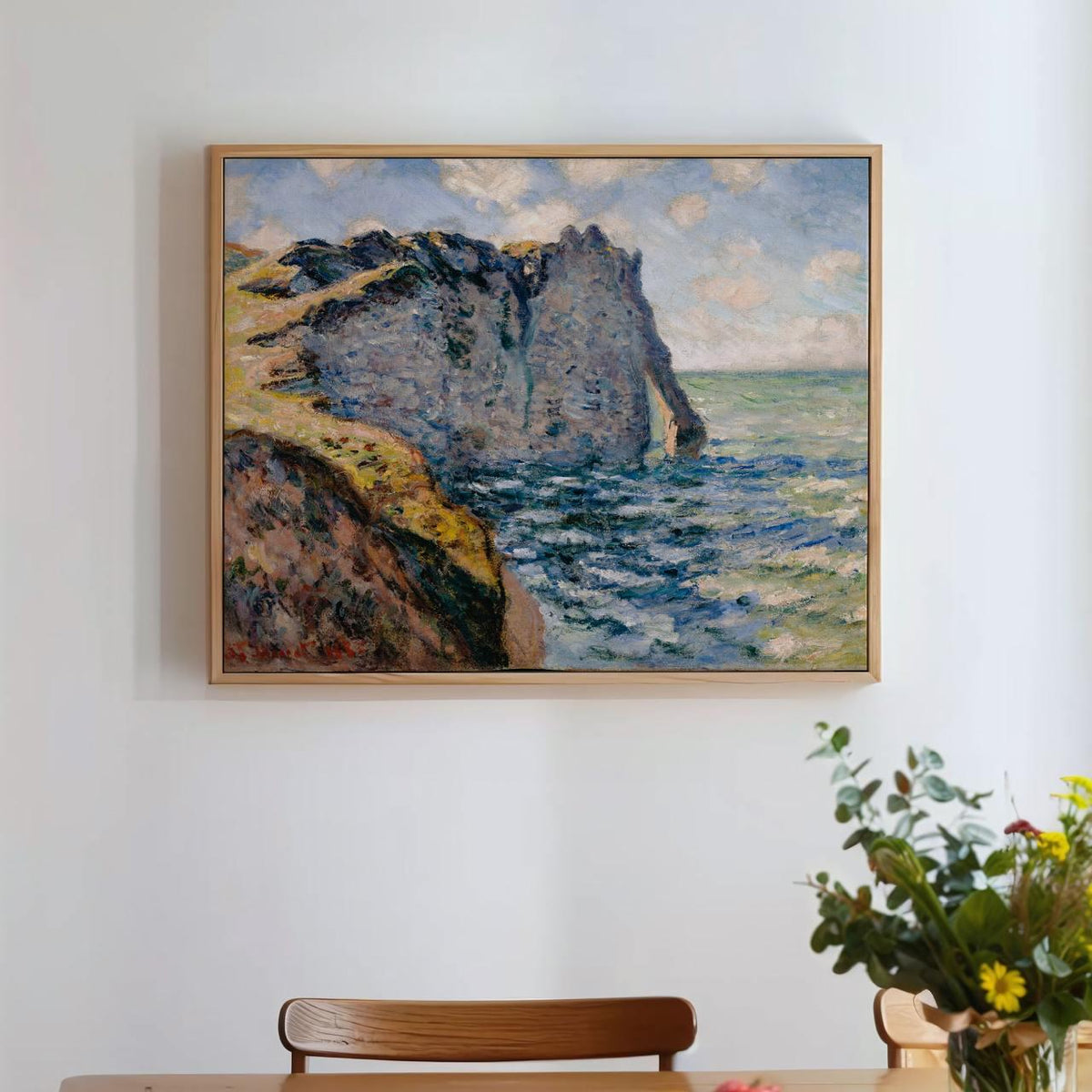 Claude Monet, Cliff of Aval Etretat - Sea Cliff Landscape, Impressionist Coast Print, Dramatic Rocks Art, Modern Home Ca