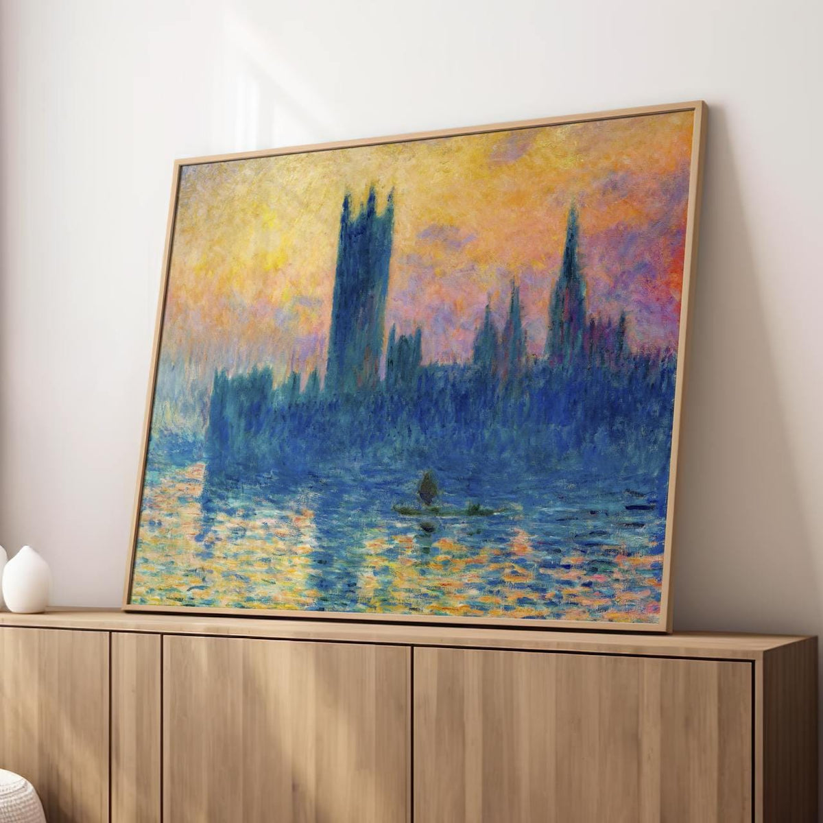 Claude Monet, Parliament Sunset - Thames Houses Print, Impressionist Sky Art, London Decor, Modern Living Room Canvas Wa