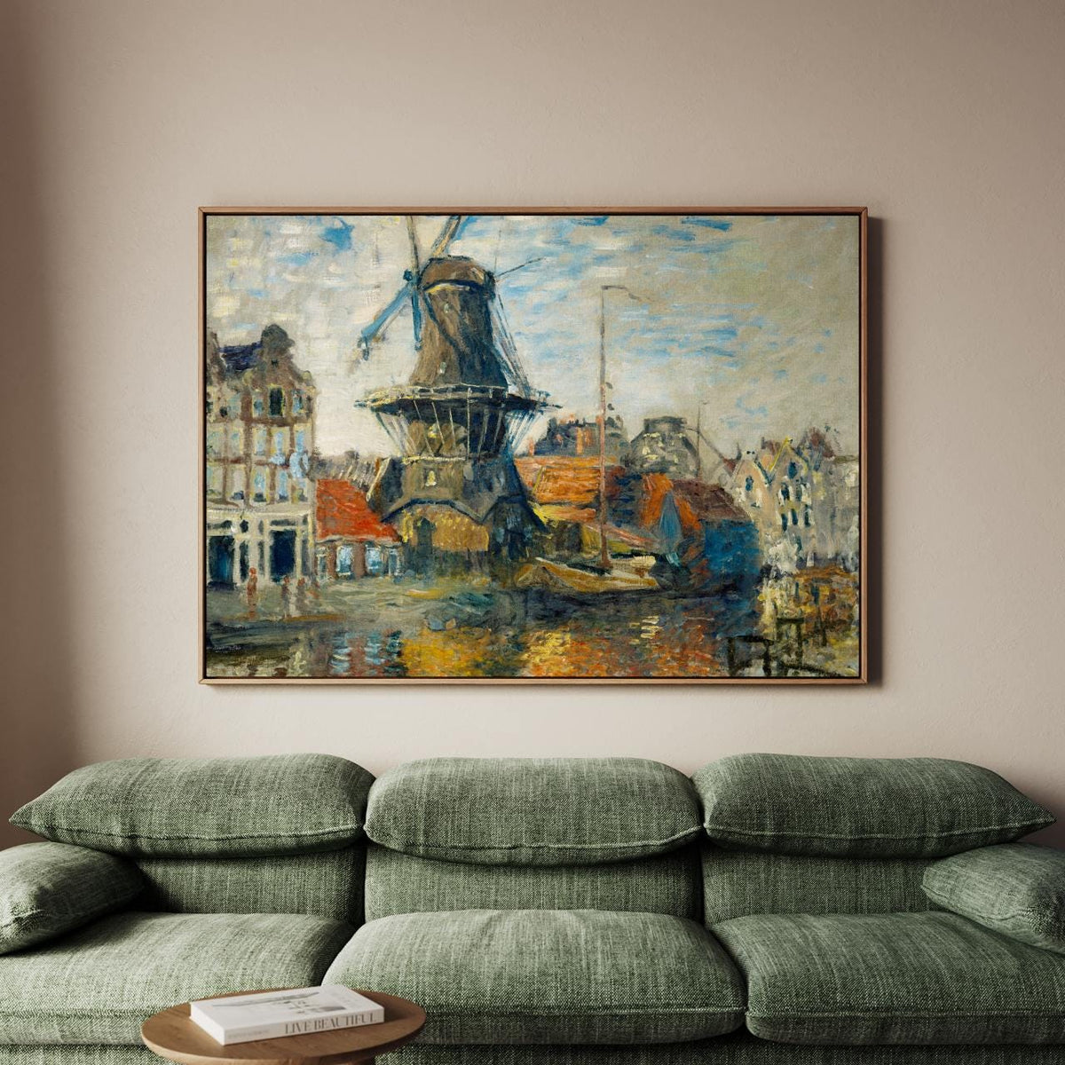 Claude Monet, Windmill Amsterdam 1871 - Dutch Mill Canal Print, Impressionist City Art, Nautical Decor, Modern Living Ro