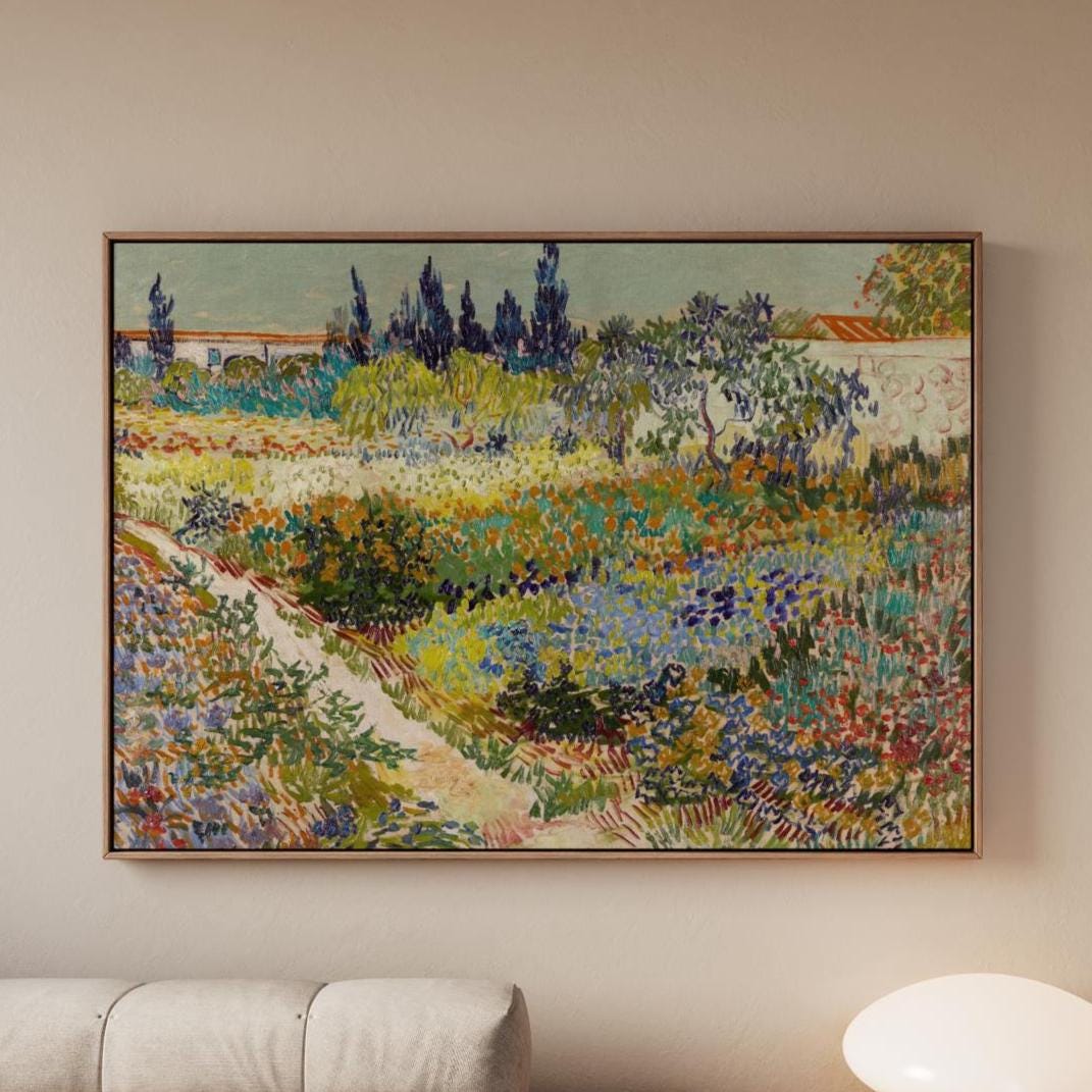 Vincent van Gogh, Garden at Arles - Vibrant Garden Print, Multi Flower Beds Art, Arles Decor, Modern Canvas Wall Art Pri