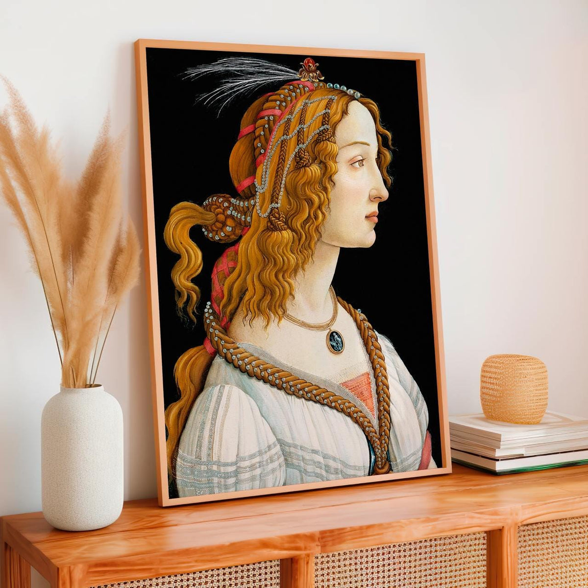 Sandro Botticelli, Portrait Simonetta Vespucci Nymph - Framed Canvas Wall Art, Office Decor, Large Canvas Print