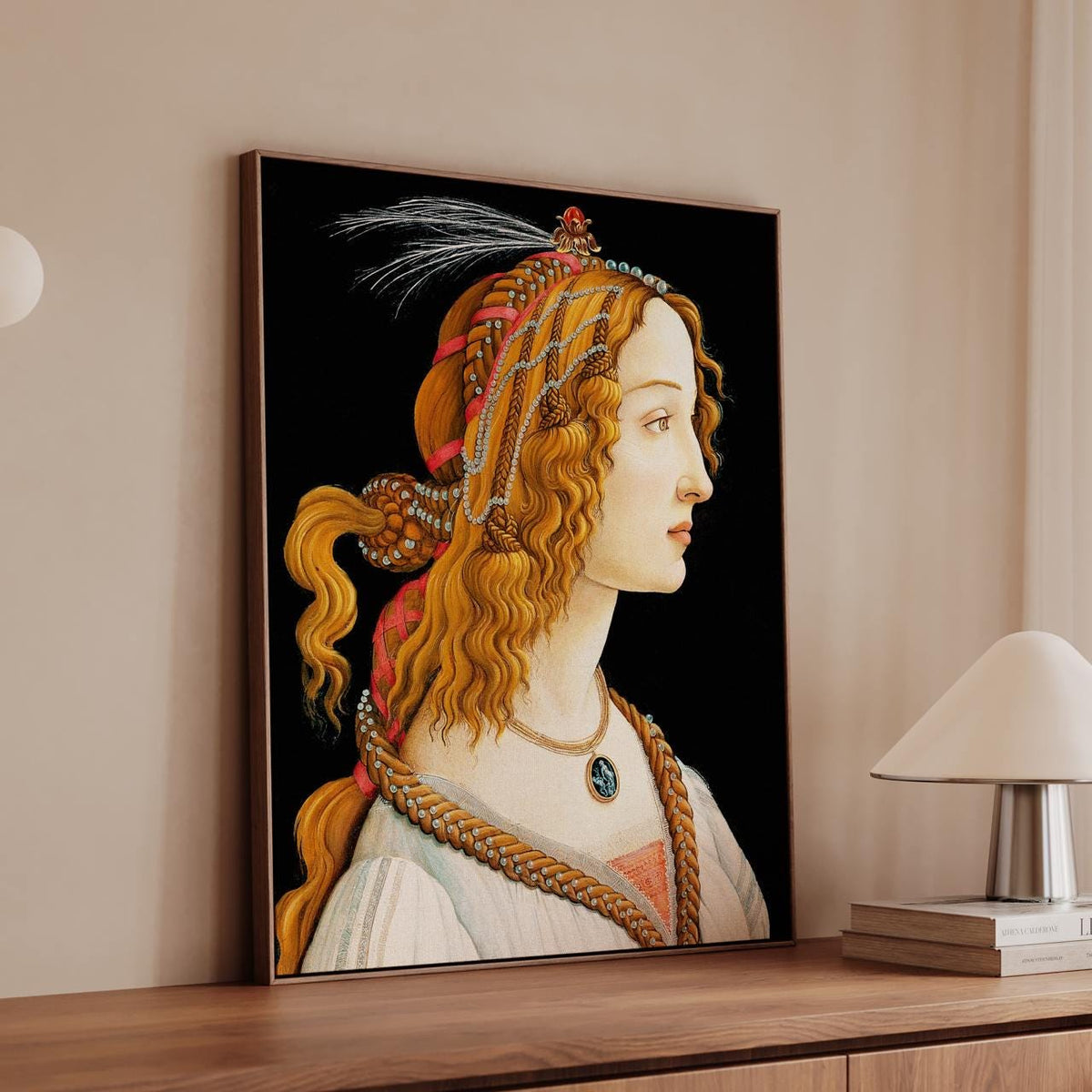 Sandro Botticelli, Portrait Simonetta Vespucci Nymph - Framed Canvas Wall Art, Office Decor, Large Canvas Print