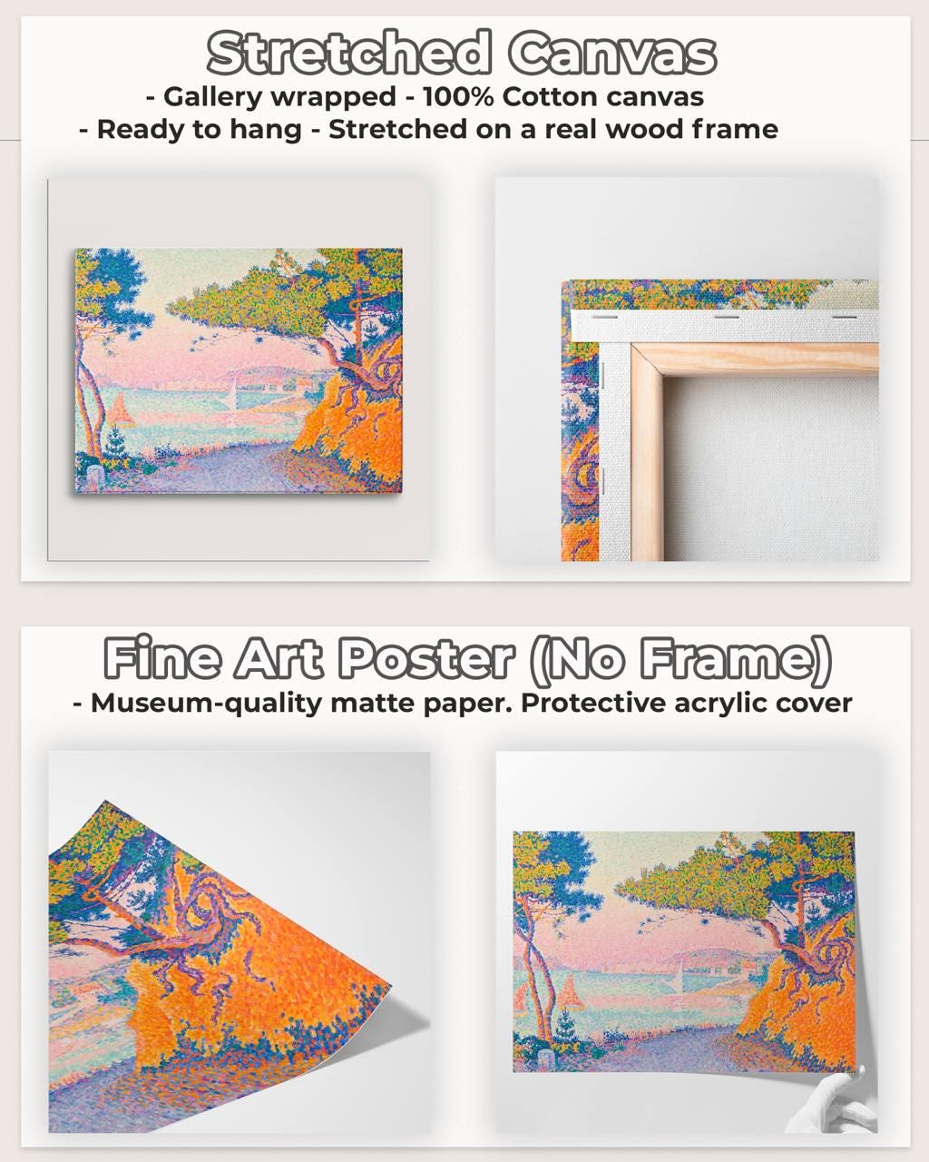 Paul Signac, The Pine Tree Saint Tropez 1909 - Canvas Wall Art Print, Rustic Home Decor, Large Framed Art