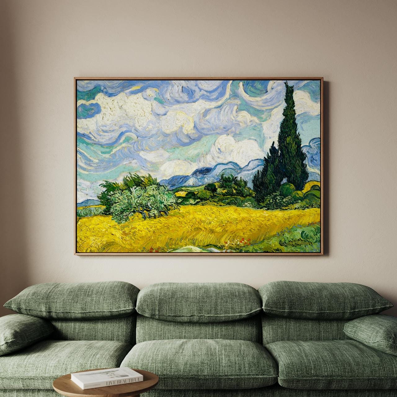 Vincent van Gogh Wheat Field With Cypresses - Canvas Wall Art Print, Framed Landscape Decor for Living Room, Office