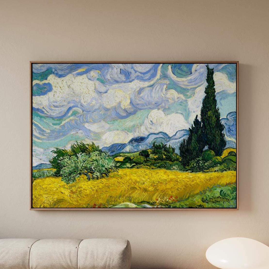 Vincent van Gogh Wheat Field With Cypresses - Canvas Wall Art Print, Framed Landscape Decor for Living Room, Office