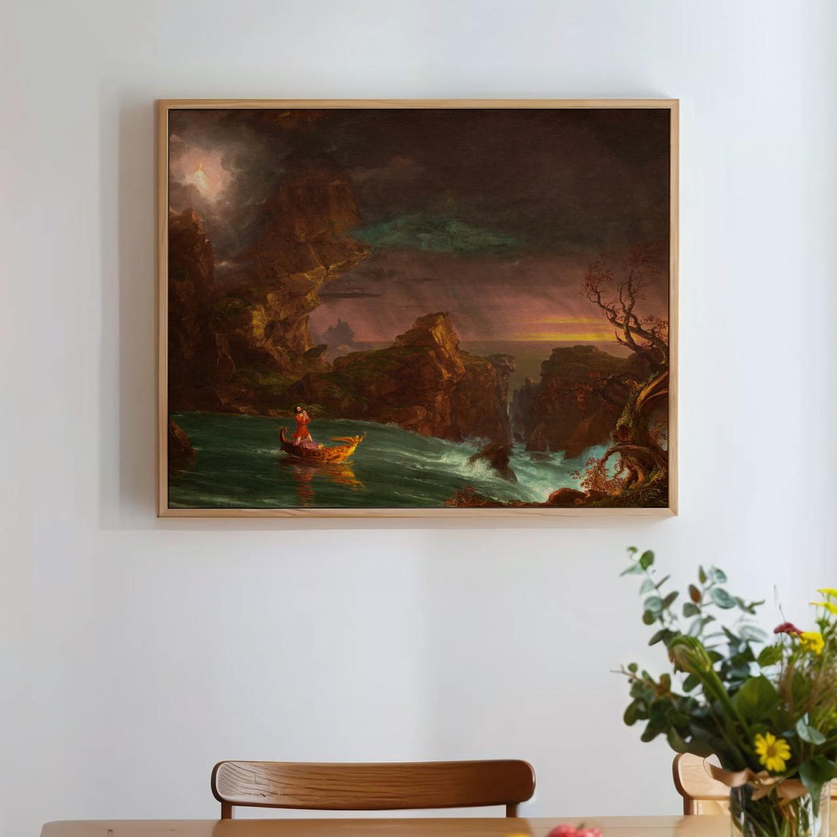Thomas Cole - The Voyage of Life Manhood 1842 - Dramatic Landscape Canvas Print, Romantic Nature Wall Art, Framed Decor
