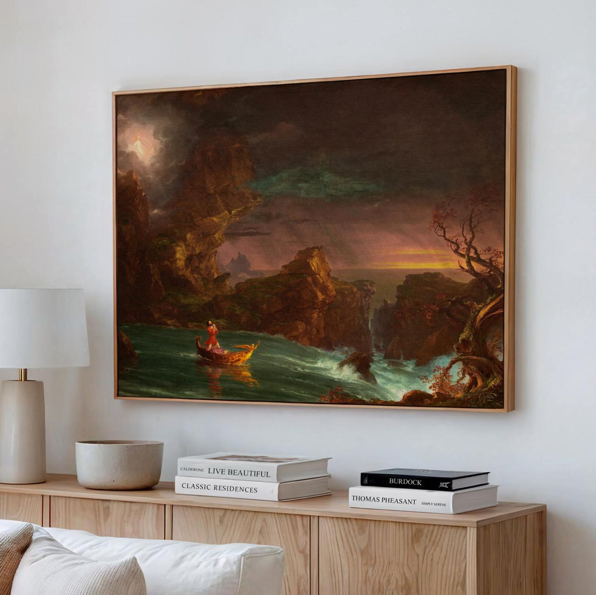 Thomas Cole - The Voyage of Life Manhood 1842 - Dramatic Landscape Canvas Print, Romantic Nature Wall Art, Framed Decor