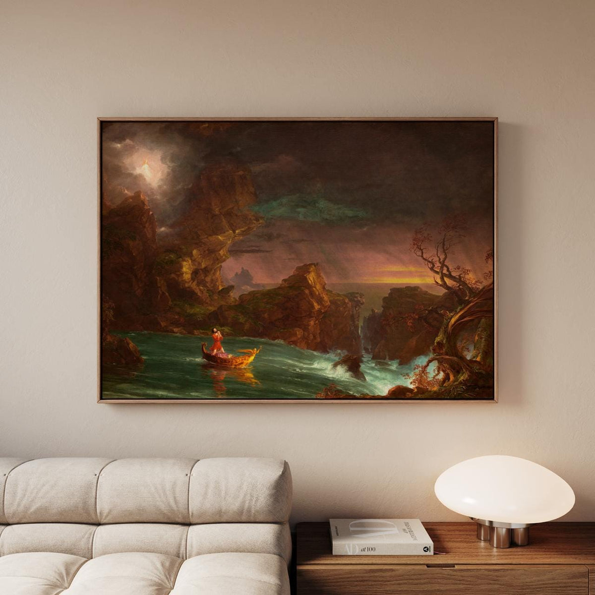 Thomas Cole - The Voyage of Life Manhood 1842 - Dramatic Landscape Canvas Print, Romantic Nature Wall Art, Framed Decor