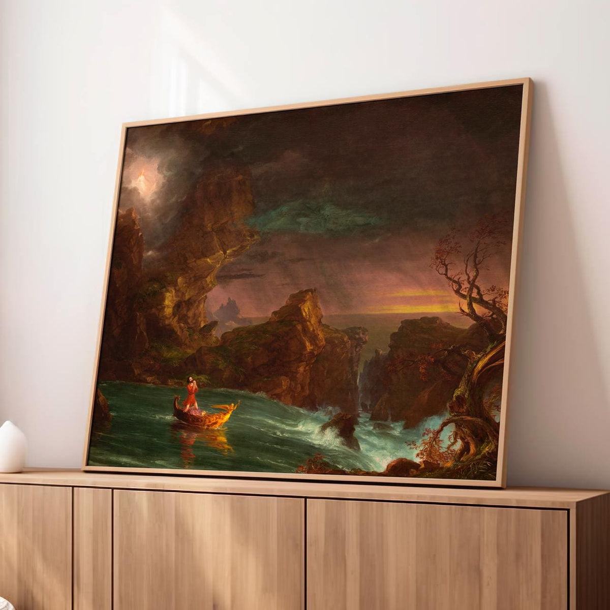 Thomas Cole - The Voyage of Life Manhood 1842 - Dramatic Landscape Canvas Print, Romantic Nature Wall Art, Framed Decor