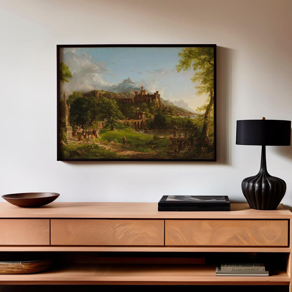 Thomas Cole - The Departure 1837 - Romantic Castle Landscape Canvas Print, Mountain Wall Art, Large Framed Decor