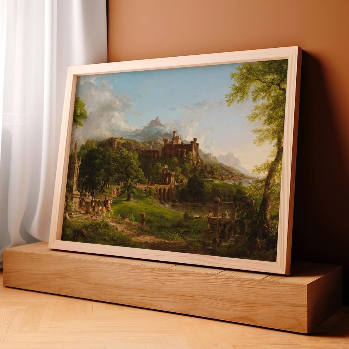 Thomas Cole - The Departure 1837 - Romantic Castle Landscape Canvas Print, Mountain Wall Art, Large Framed Decor