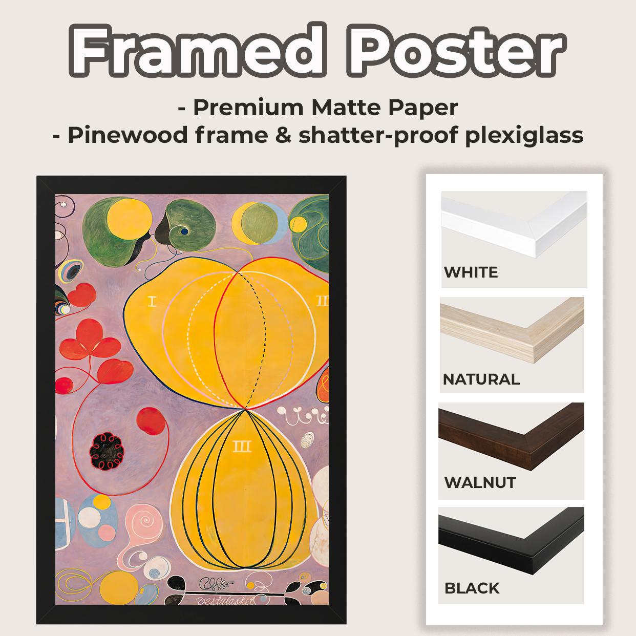 Hilma af Klint, Altarpiece No.1 - Abstract Spiritual Print, Geometric Sacred Art, Modern Gold Decor, Large Framed Canvas