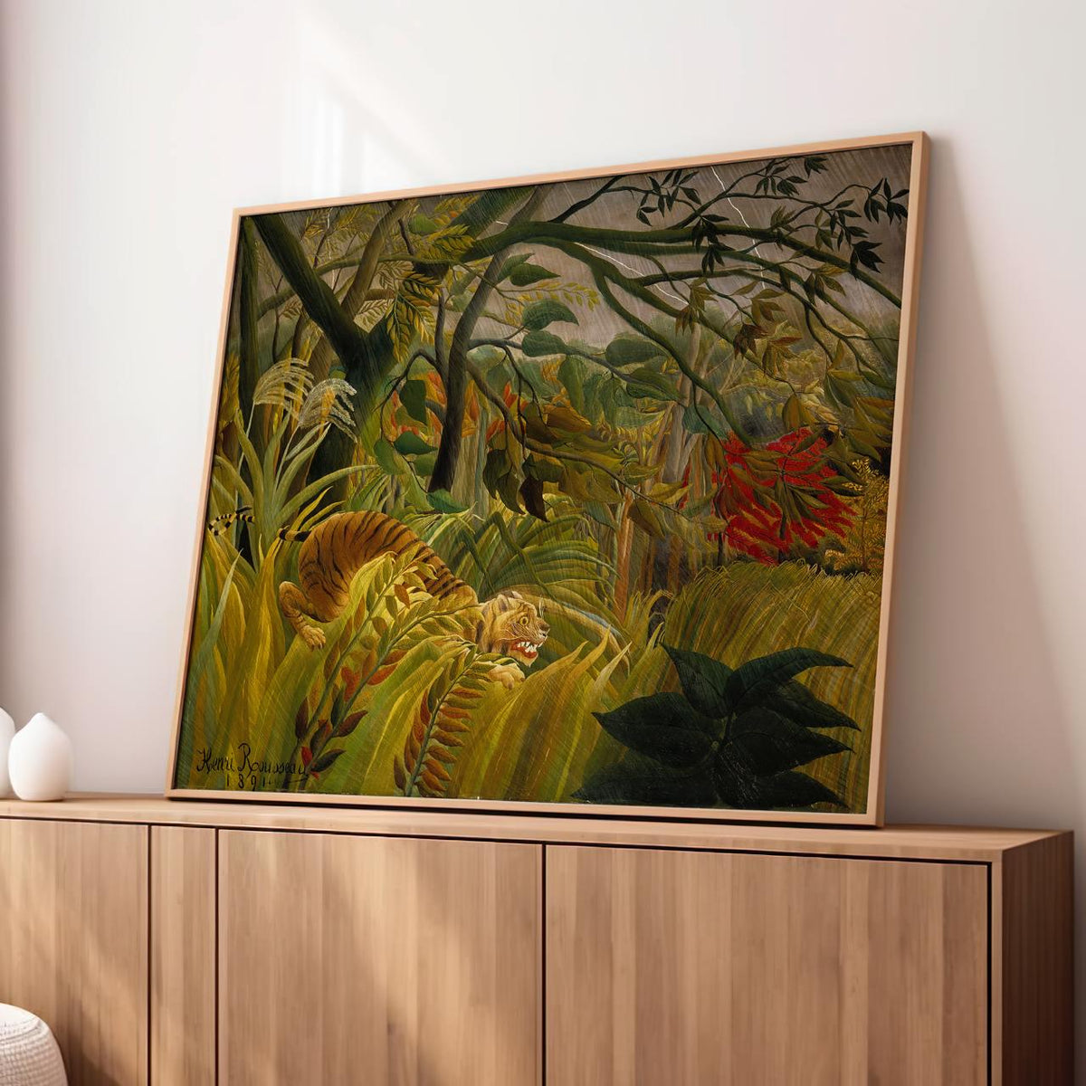 Henri Rousseau - Tiger in a Tropical Storm 1891 - Naive Jungle Predator Print, Rainy Night Wall Art, Primitivist Nature 