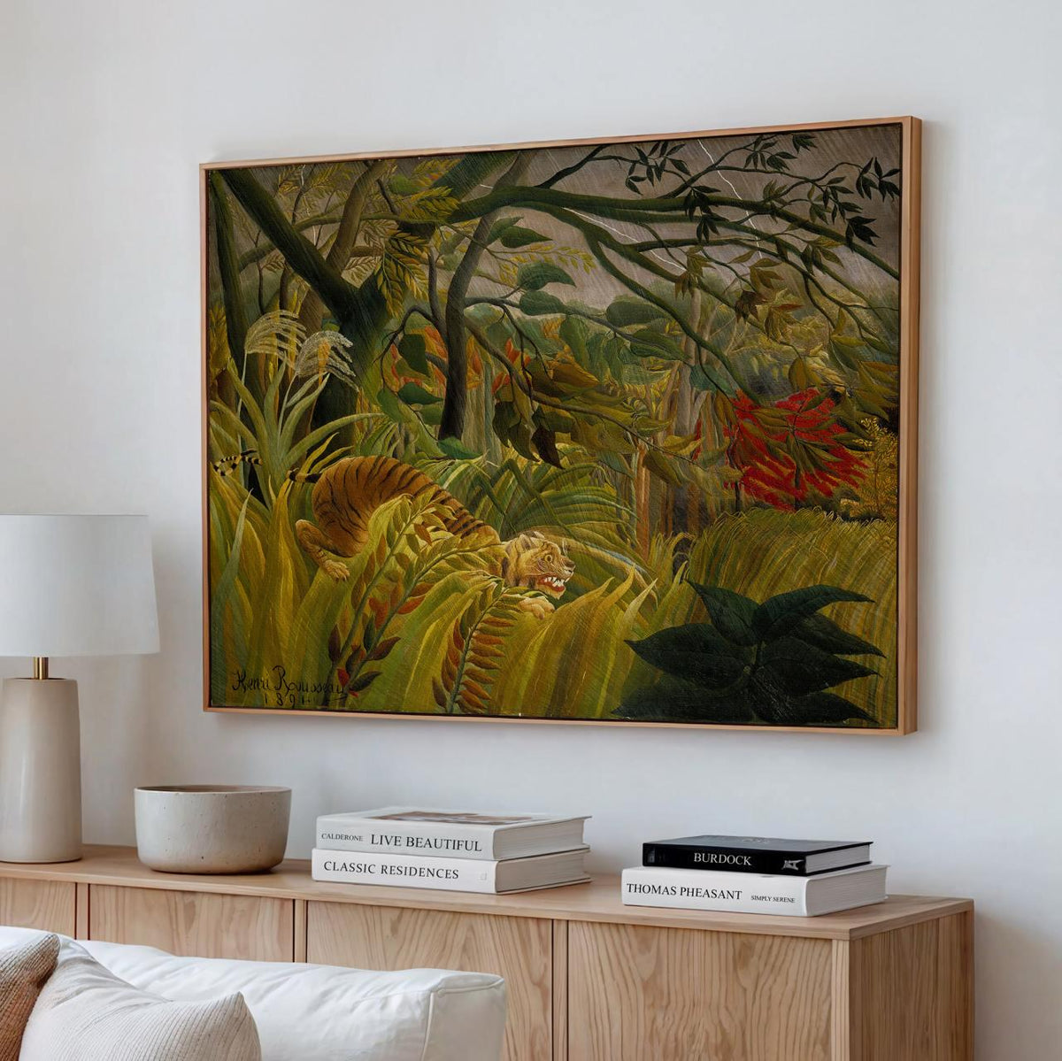 Henri Rousseau - Tiger in a Tropical Storm 1891 - Naive Jungle Predator Print, Rainy Night Wall Art, Primitivist Nature 