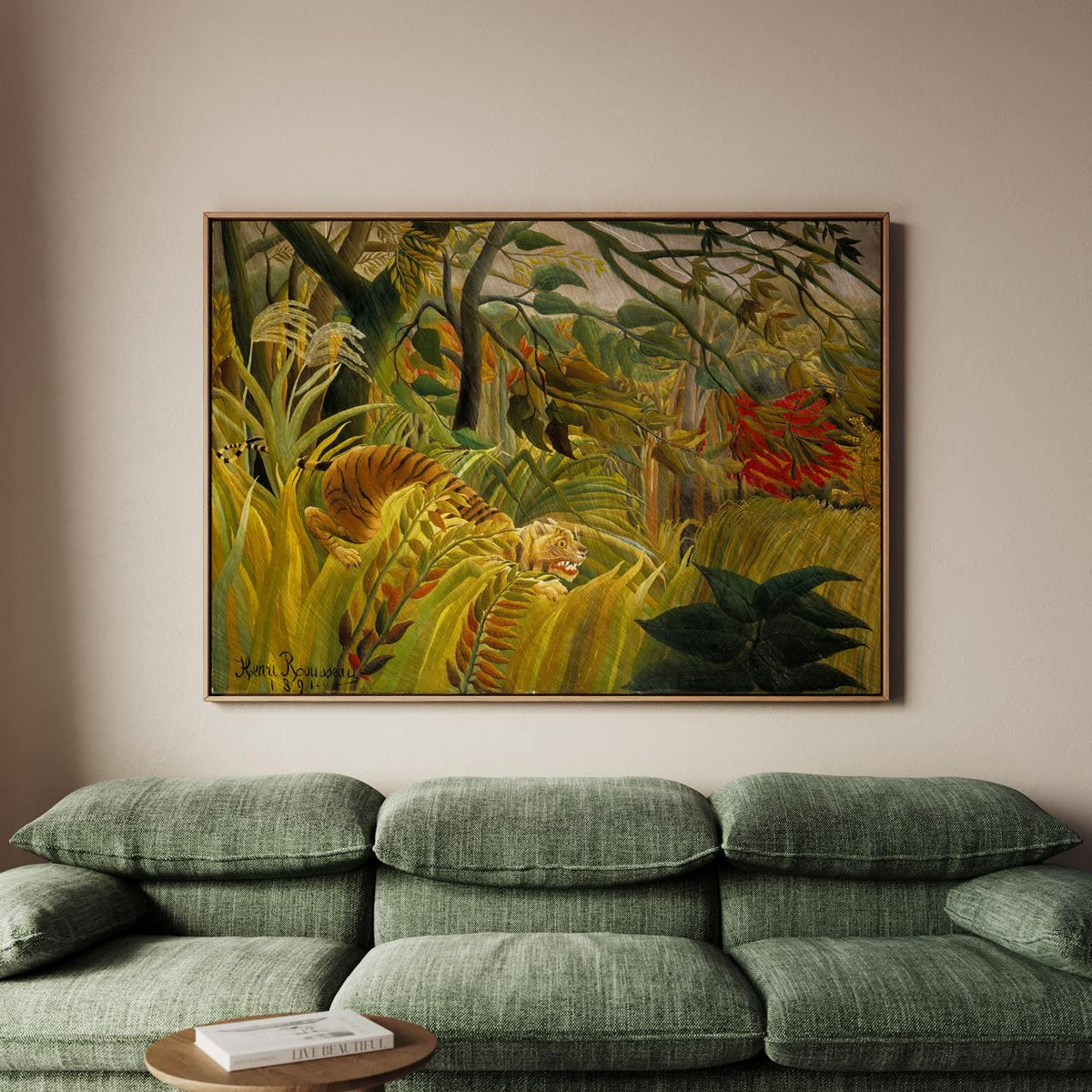 Henri Rousseau - Tiger in a Tropical Storm 1891 - Naive Jungle Predator Print, Rainy Night Wall Art, Primitivist Nature 