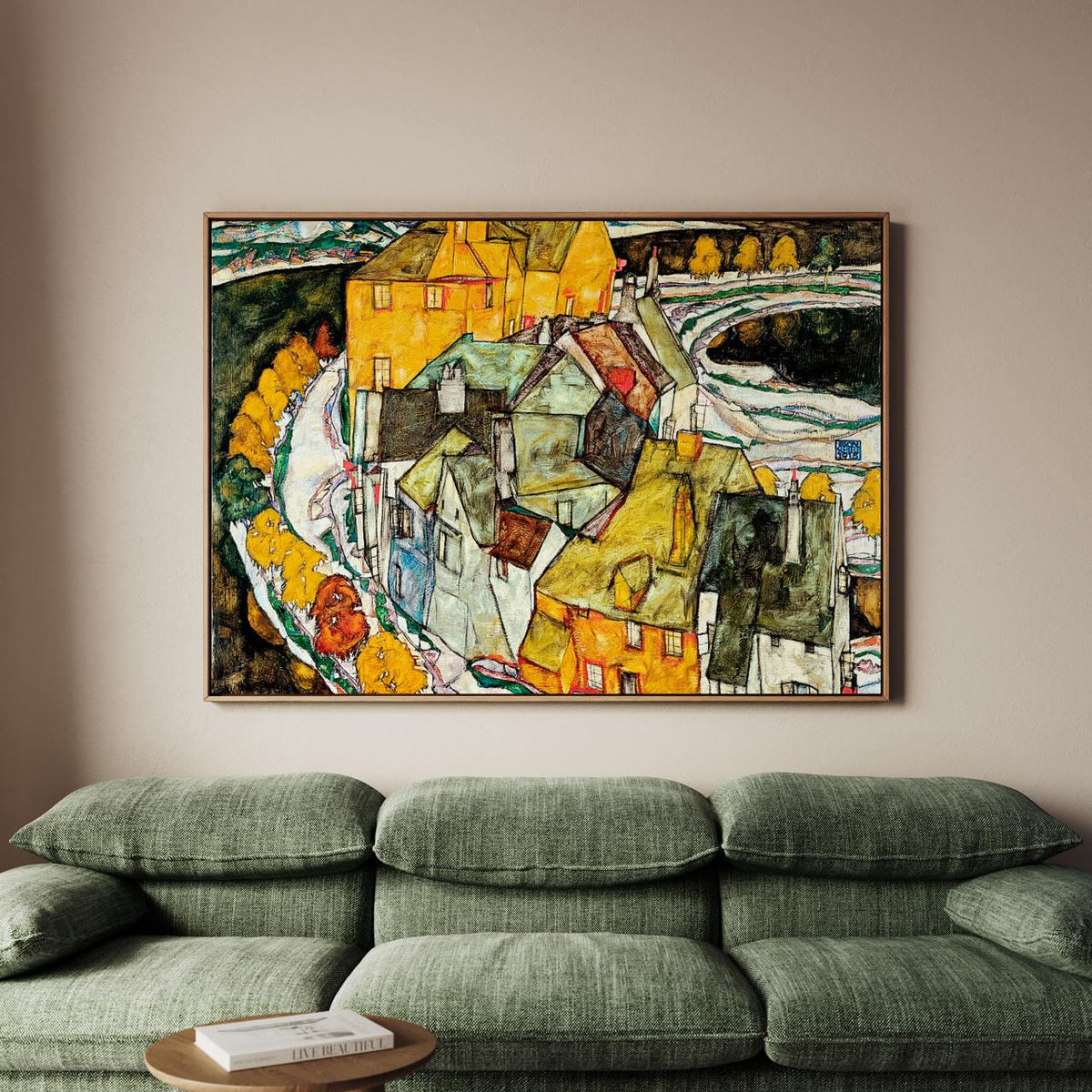 Egon Schiele - Crescent of Houses II Island Town - Expressionist Urban Print, Modern Landscape Canvas Art, Vintage Boho 