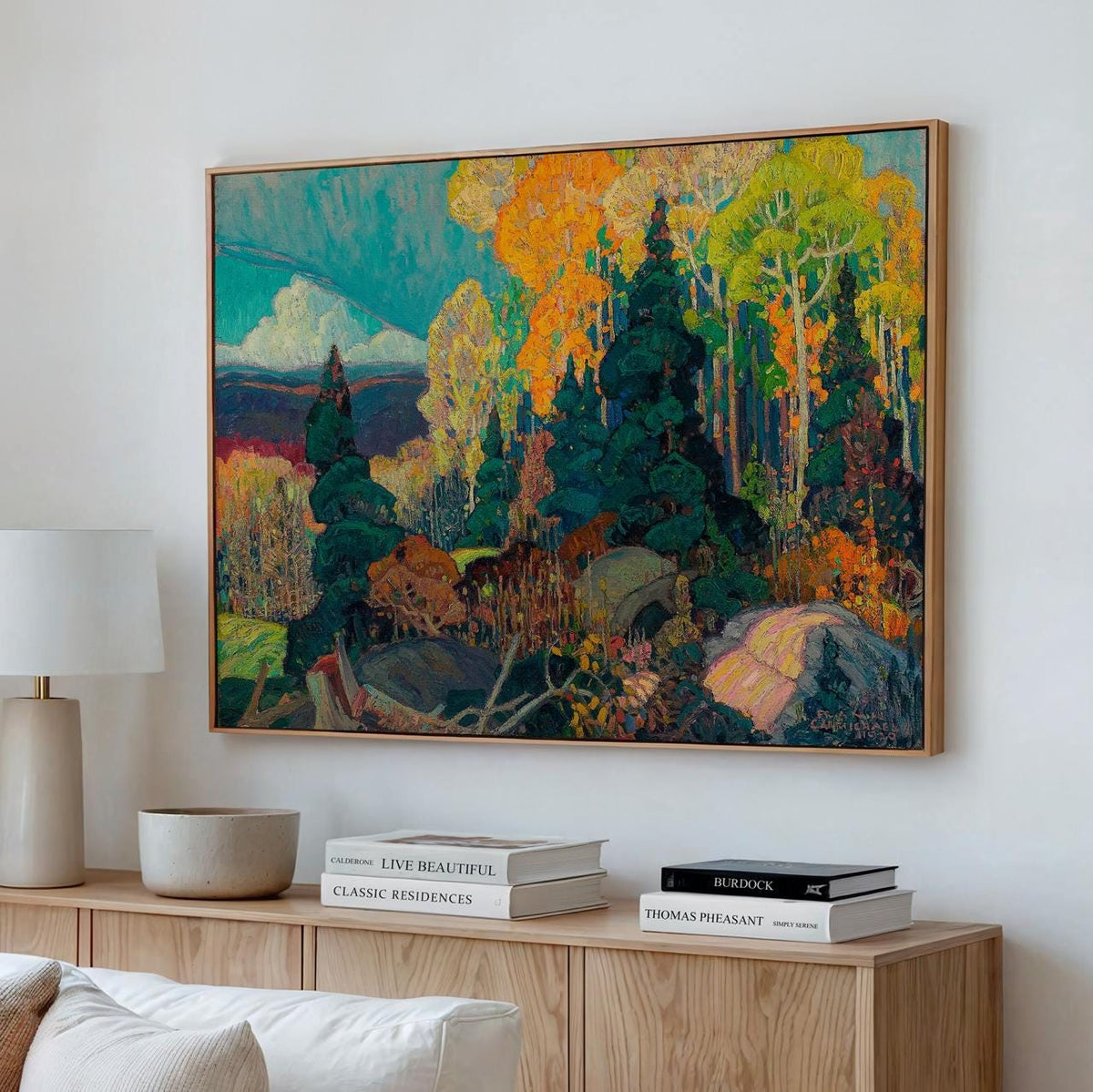 Franklin Carmichael - Autumn Hillside - Vibrant Fall Trees Print, Modern Landscape Canvas Art, Vintage Nature Boho Wall 