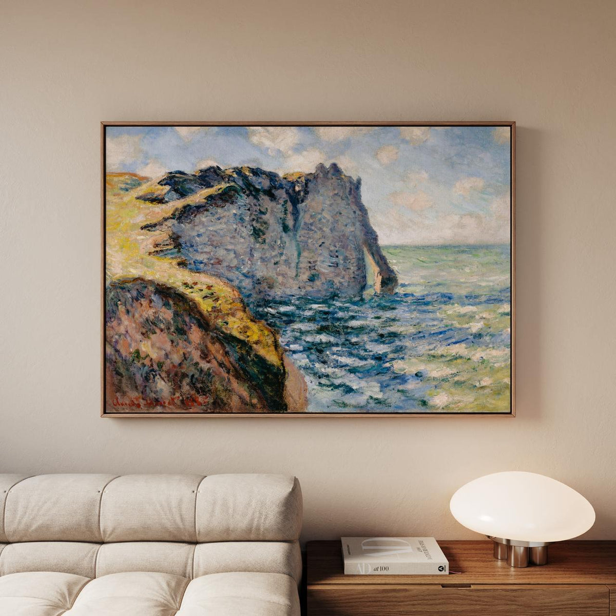 Claude Monet, Cliff of Aval Etretat - Sea Cliff Landscape, Impressionist Coast Print, Dramatic Rocks Art, Modern Home Ca