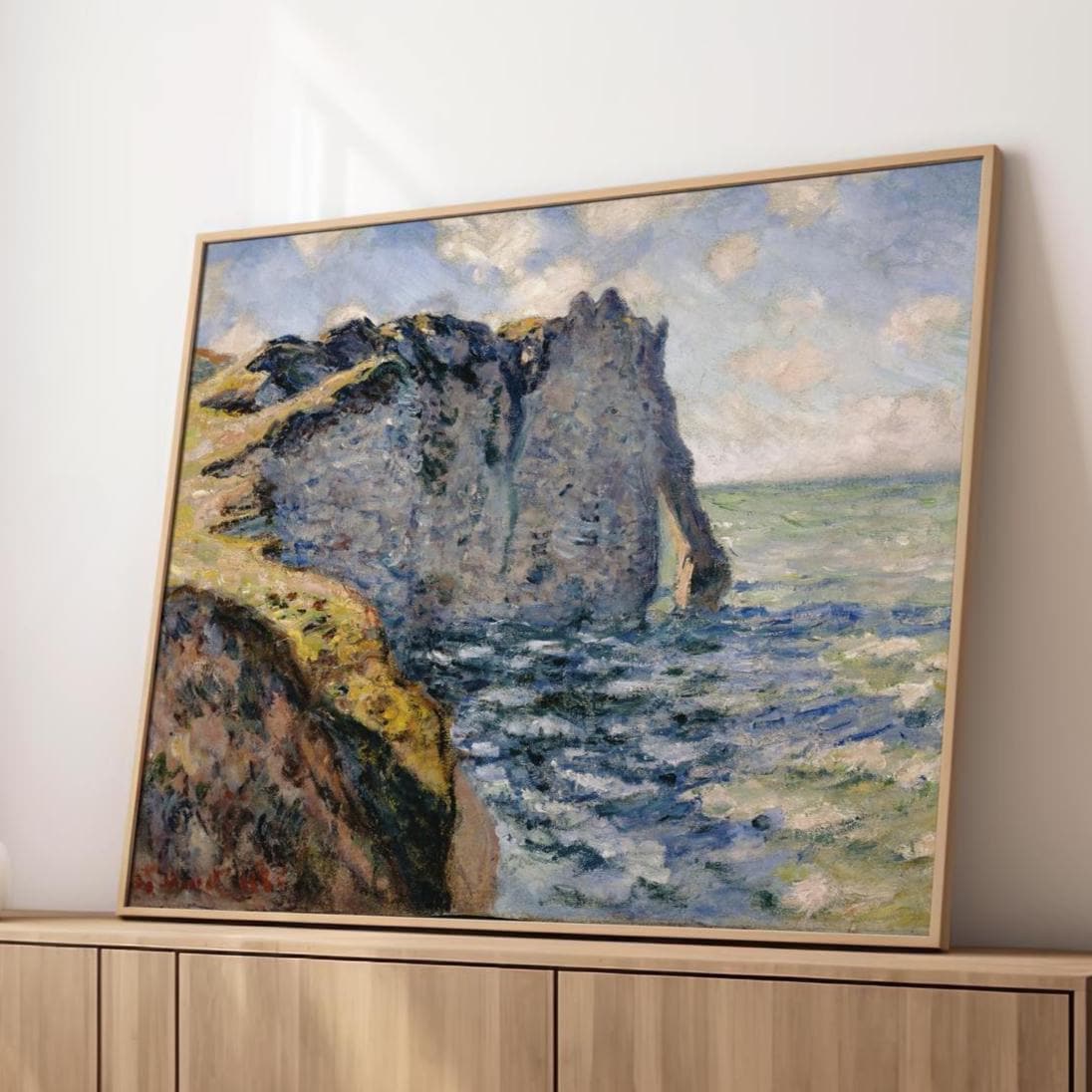 Claude Monet, Cliff of Aval Etretat - Sea Cliff Landscape, Impressionist Coast Print, Dramatic Rocks Art, Modern Home Ca