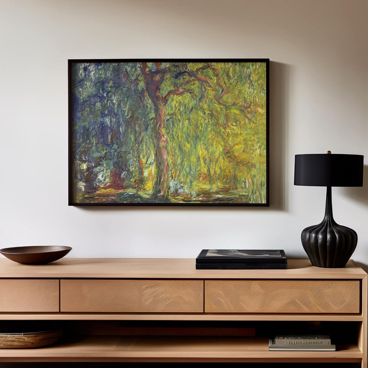 Claude Monet, Weeping Willow - Garden Tree Print, Impressionist Nature Art, Serene Decor, Modern Living Room Canvas Wall