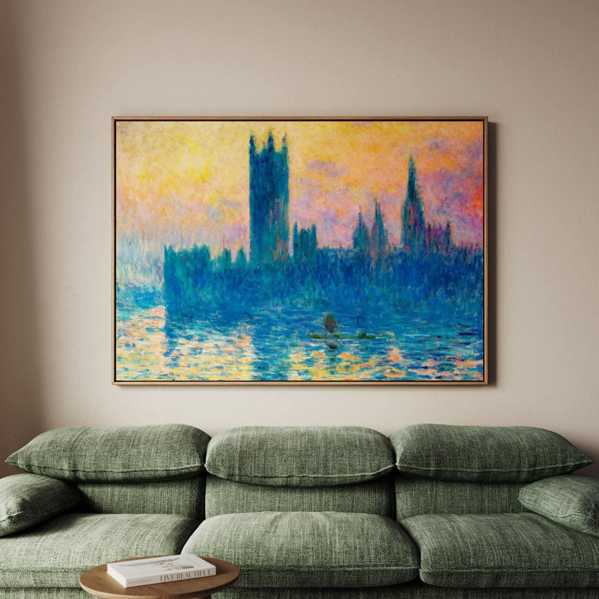 Claude Monet, Parliament Sunset - Thames Houses Print, Impressionist Sky Art, London Decor, Modern Living Room Canvas Wa