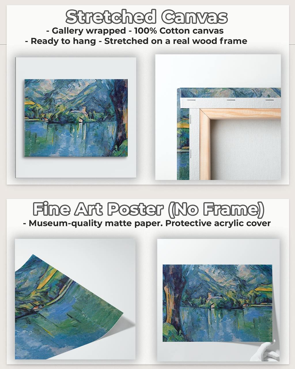 Paul Cezanne, Lake of Annecy 1890s - Framed Canvas Wall Art Print, Home Decor, Modern Gallery Art