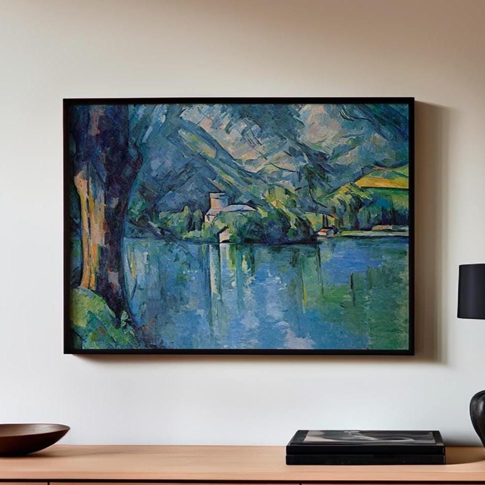 Paul Cezanne, Lake of Annecy 1890s - Framed Canvas Wall Art Print, Home Decor, Modern Gallery Art