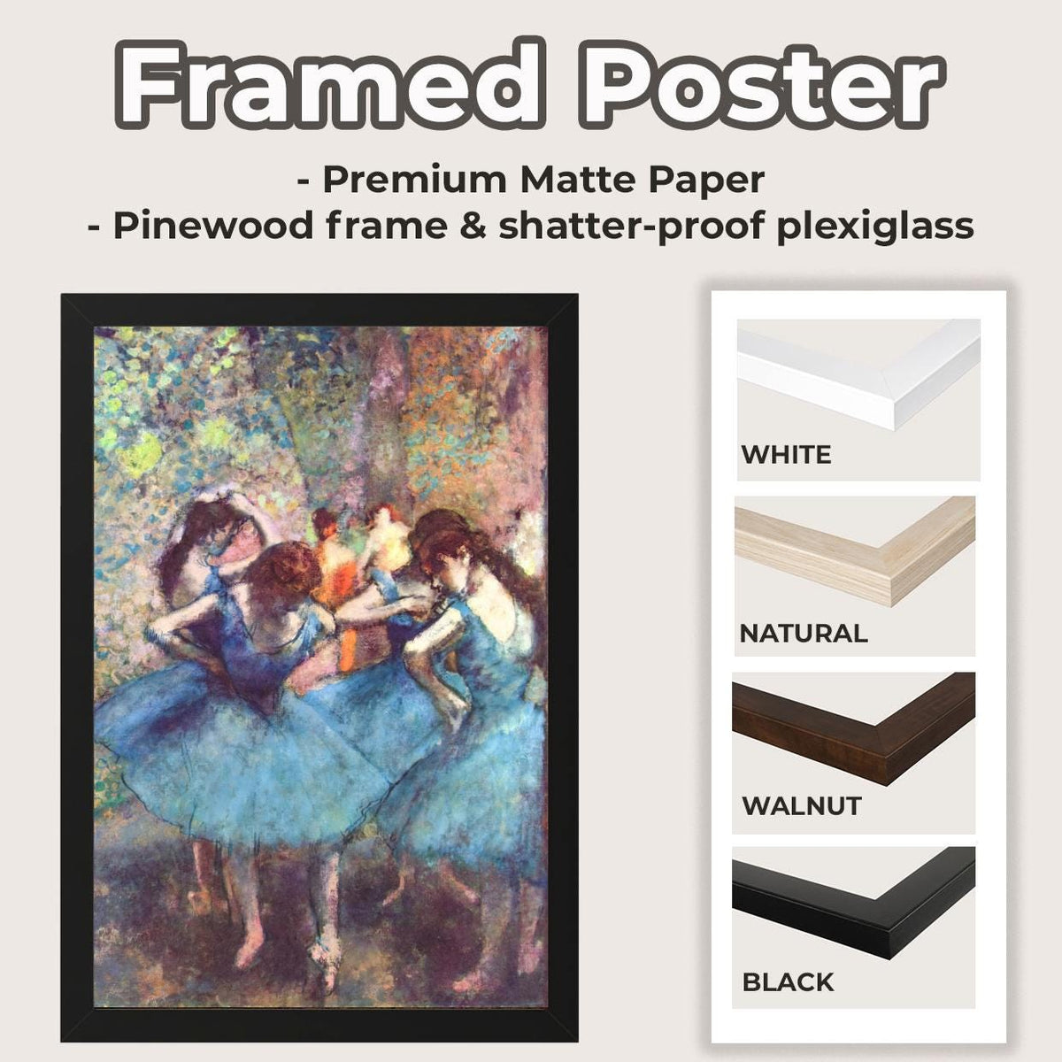 Edgar Degas - Dancers in Blue 1890 - Impressionist Ballet Canvas Print, Blue Tutu Pose Pastel Art, Graceful Dance Studio