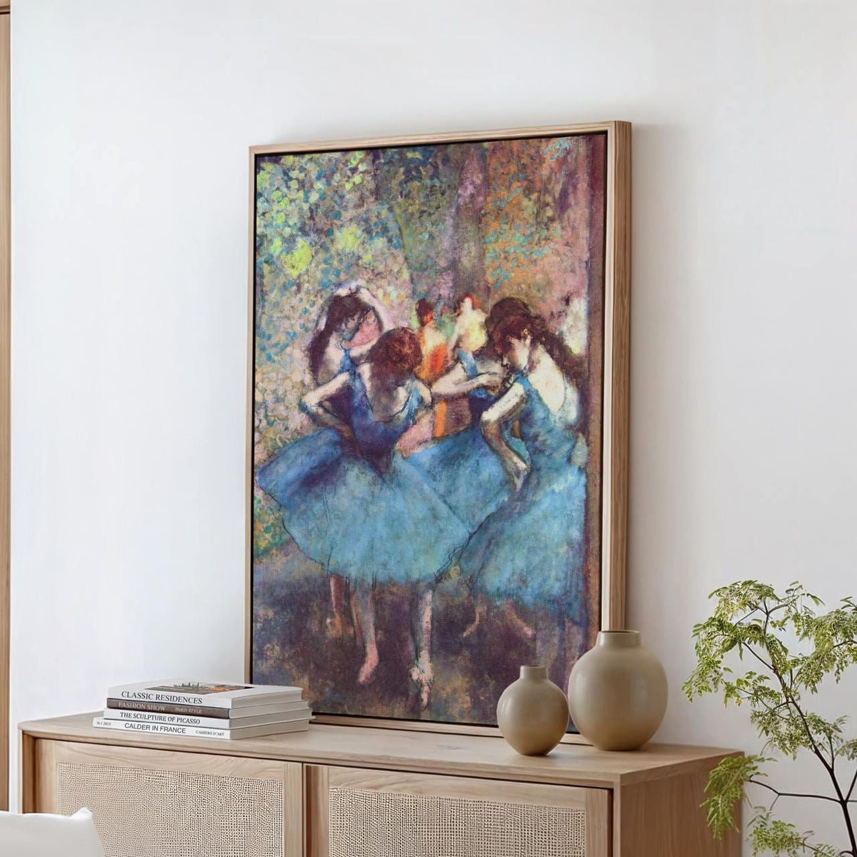 Edgar Degas - Dancers in Blue 1890 - Impressionist Ballet Canvas Print, Blue Tutu Pose Pastel Art, Graceful Dance Studio
