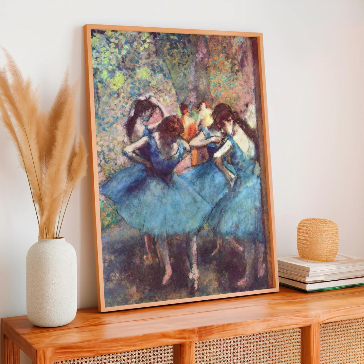 Edgar Degas - Dancers in Blue 1890 - Impressionist Ballet Canvas Print, Blue Tutu Pose Pastel Art, Graceful Dance Studio