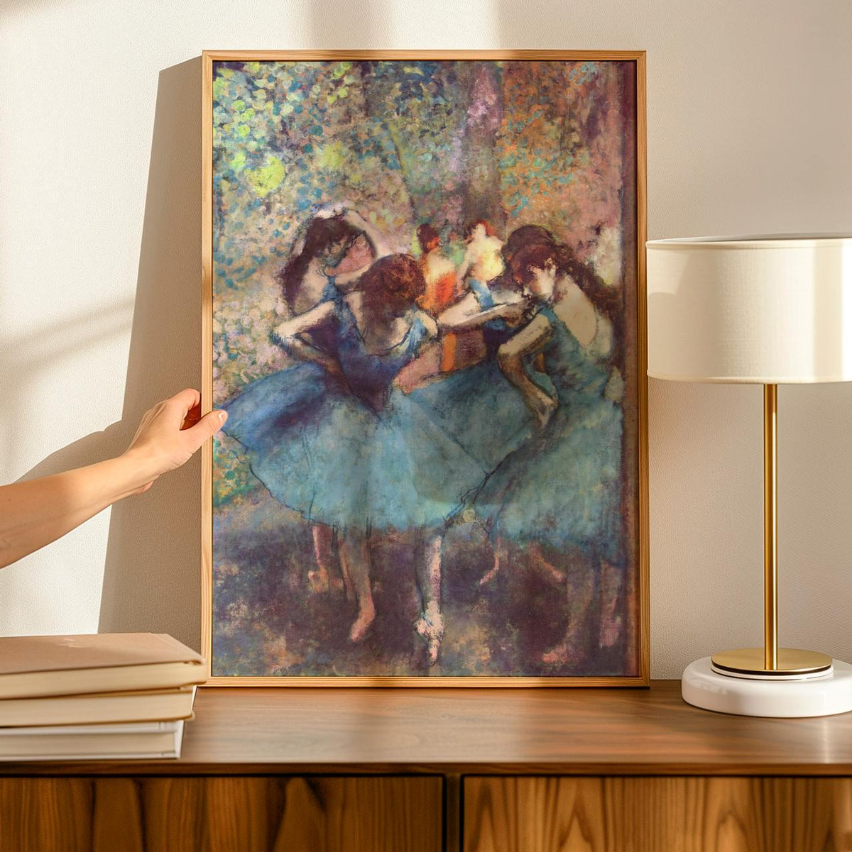 Edgar Degas - Dancers in Blue 1890 - Impressionist Ballet Canvas Print, Blue Tutu Pose Pastel Art, Graceful Dance Studio