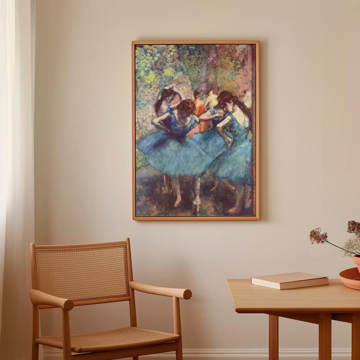 Edgar Degas - Dancers in Blue 1890 - Impressionist Ballet Canvas Print, Blue Tutu Pose Pastel Art, Graceful Dance Studio