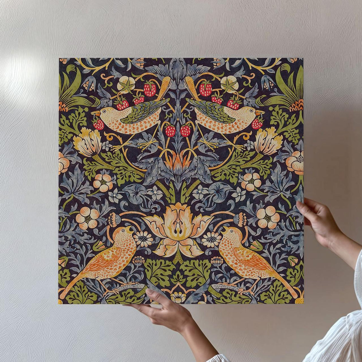 William Morris, Strawberry Thief 1883 - Canvas Wall Art Print, Living Room Decor, Framed Gallery Art