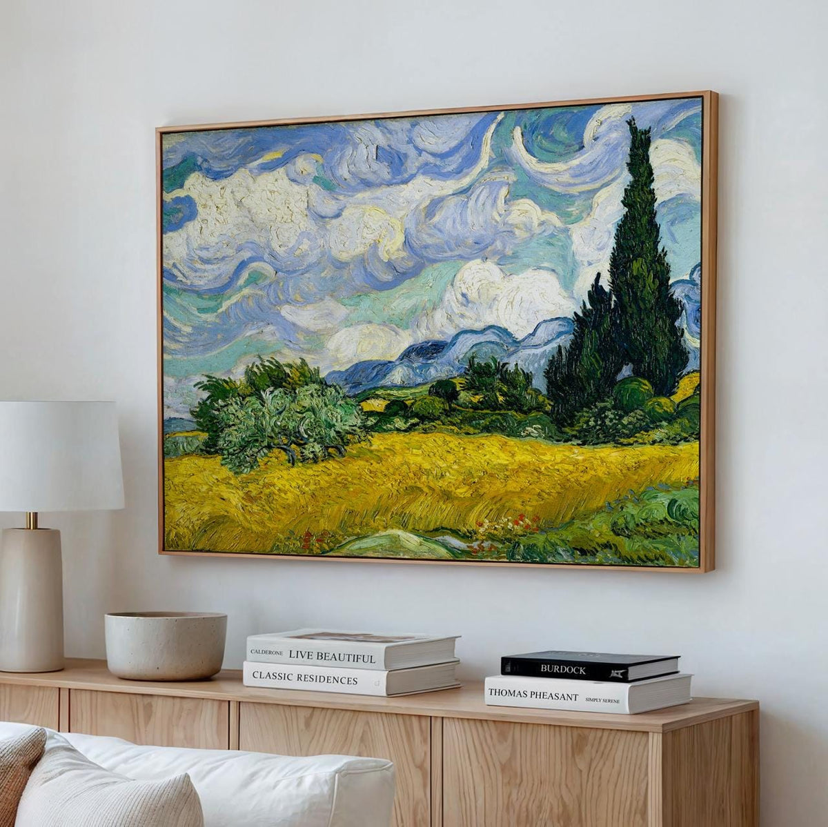 Vincent van Gogh Wheat Field With Cypresses - Canvas Wall Art Print, Framed Landscape Decor for Living Room, Office