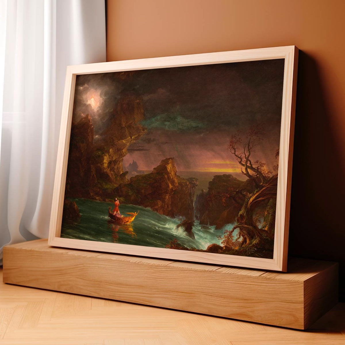 Thomas Cole - The Voyage of Life Manhood 1842 - Dramatic Landscape Canvas Print, Romantic Nature Wall Art, Framed Decor