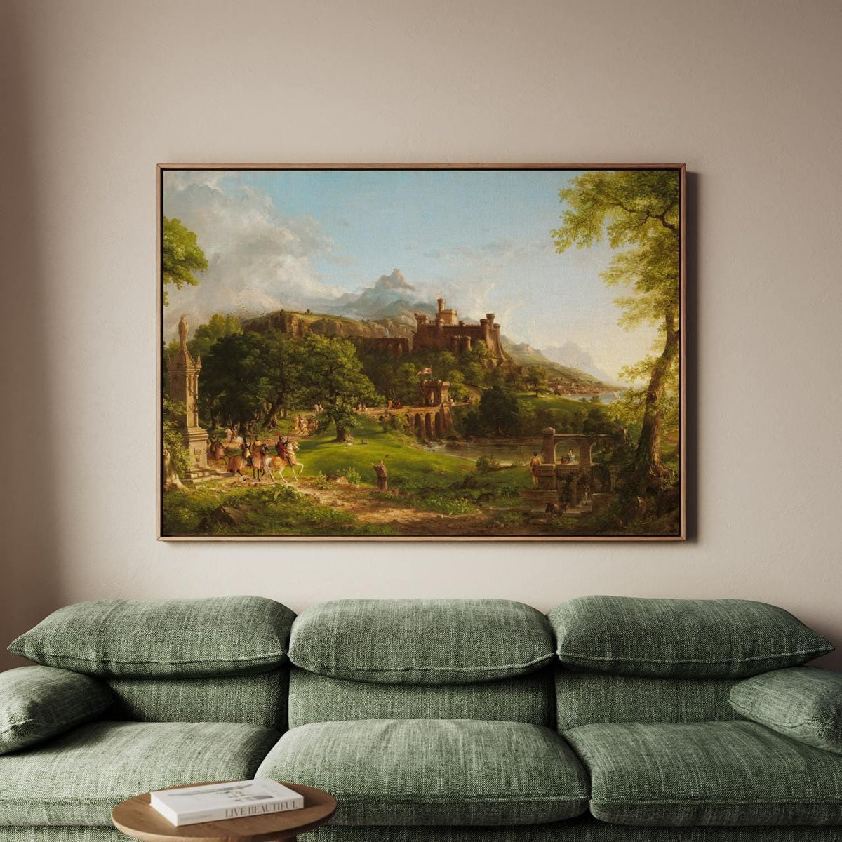 Thomas Cole - The Departure 1837 - Romantic Castle Landscape Canvas Print, Mountain Wall Art, Large Framed Decor