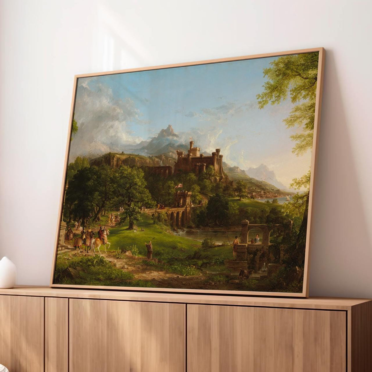 Thomas Cole - The Departure 1837 - Romantic Castle Landscape Canvas Print, Mountain Wall Art, Large Framed Decor