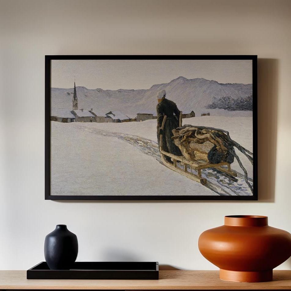 Return from the Woods by Giovanni Segantini – Symbolist Painting Print, Fine Art Canvas, Giclee Reproduction, Gallery Wr
